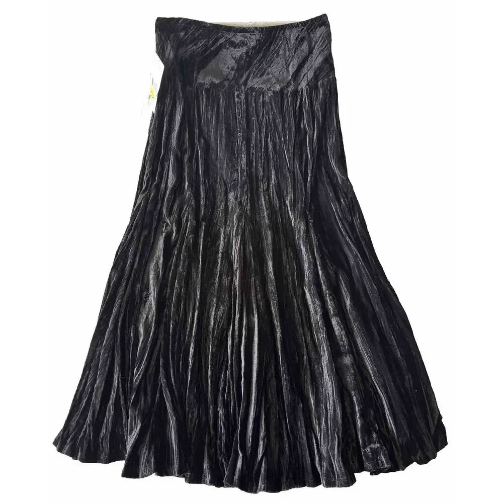 Karen Kane Womens M Wide Side Velvet Skirt Long USA Made Elastic Waist - Picture 2 of 9